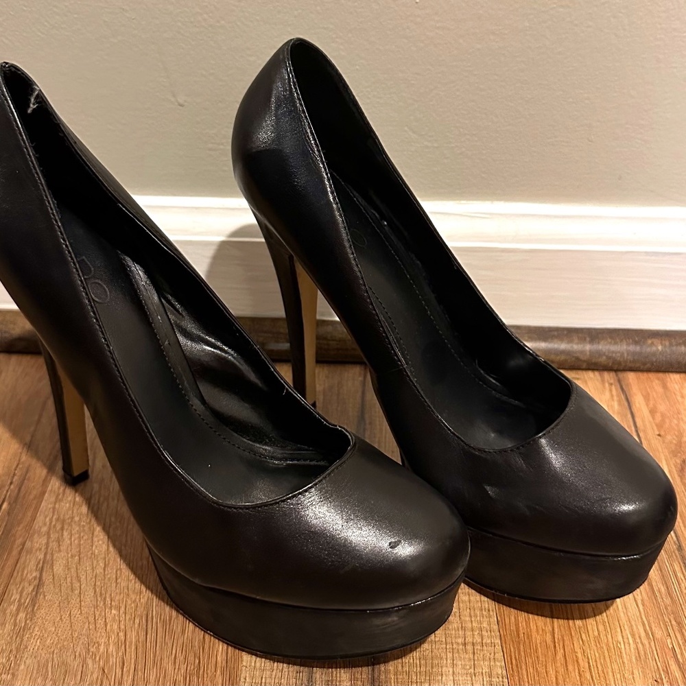 black platform heels
